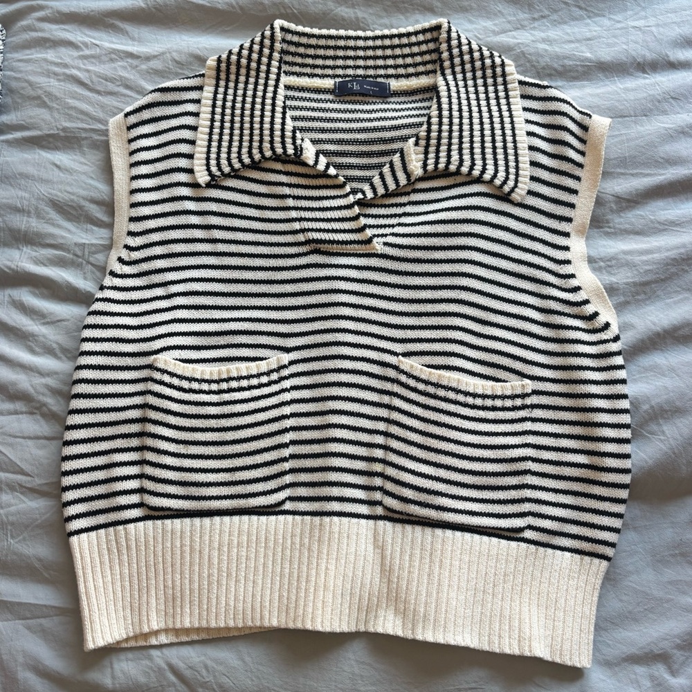 Striped Sleeveless Knit Sweater
